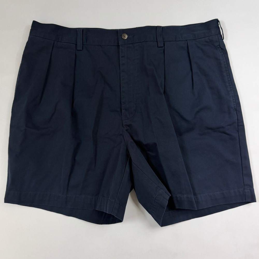 Vintage Polo Ralph Lauren Mens 38 Andrew Shorts Navy Blue Pleated Chino Cotton
